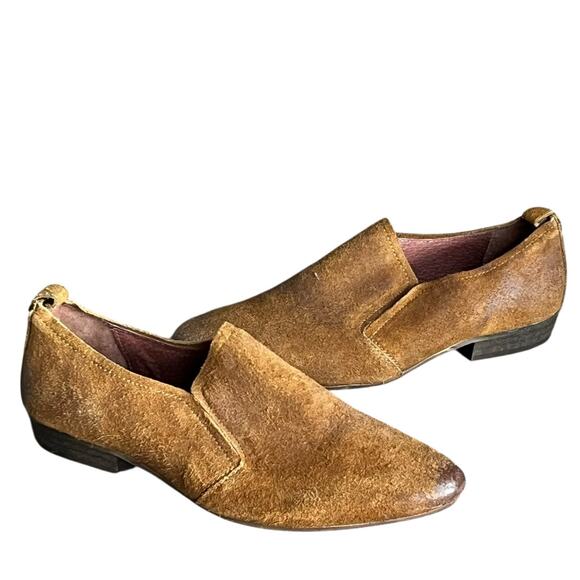 Seychelles Skein Loafer Shoes Women 9 Cognac Brown Nubuck Leather Modern Classic - Picture 1 of 14